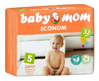 ПРОДУКТЫ ДЛЯ ДЕТЕЙ БелЭмса БелЭмса подгузники Baby Mom Econom Junior #5(11-25кг) N32